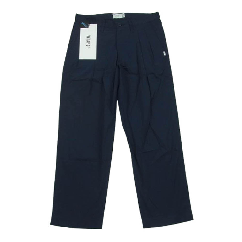 WTAPS ダブルタップス 21SS 211TQDT-PTM01 TUCK 01 TROUSERS リップストップ タック トラウザー パンツ ネイビー系 01【新古品】【未使用】【中古】