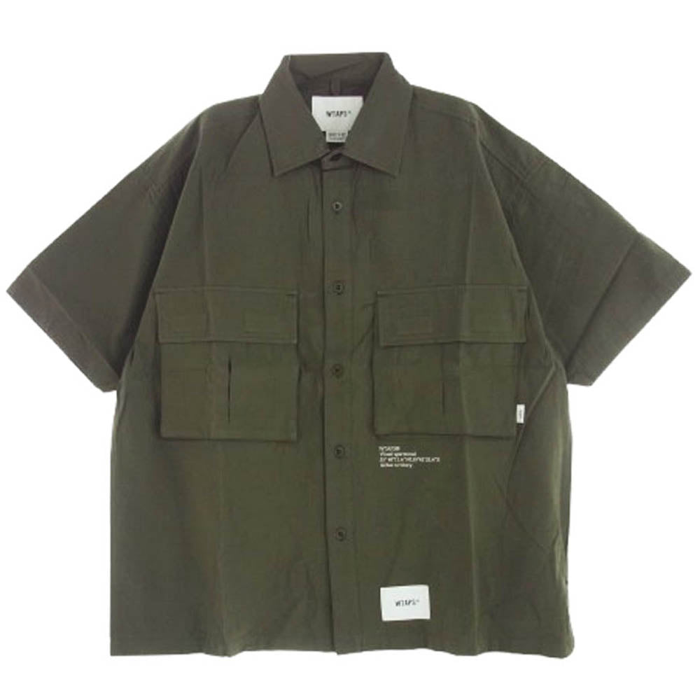 WTAPS ダブルタップス 22SS 221WVDT-SHM07 SHORT SLEEVE EXP SHIRT 半袖シャツ カーキ系 2【極上美品】【中古】