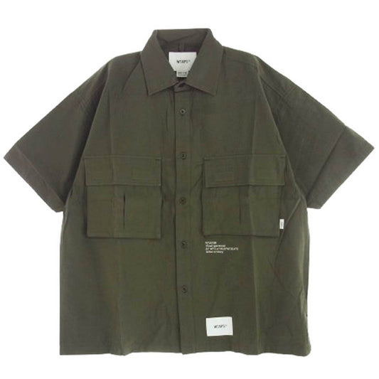WTAPS ダブルタップス 22SS 221WVDT-SHM07 SHORT SLEEVE EXP SHIRT 半袖シャツ カーキ系 2【極上美品】【中古】