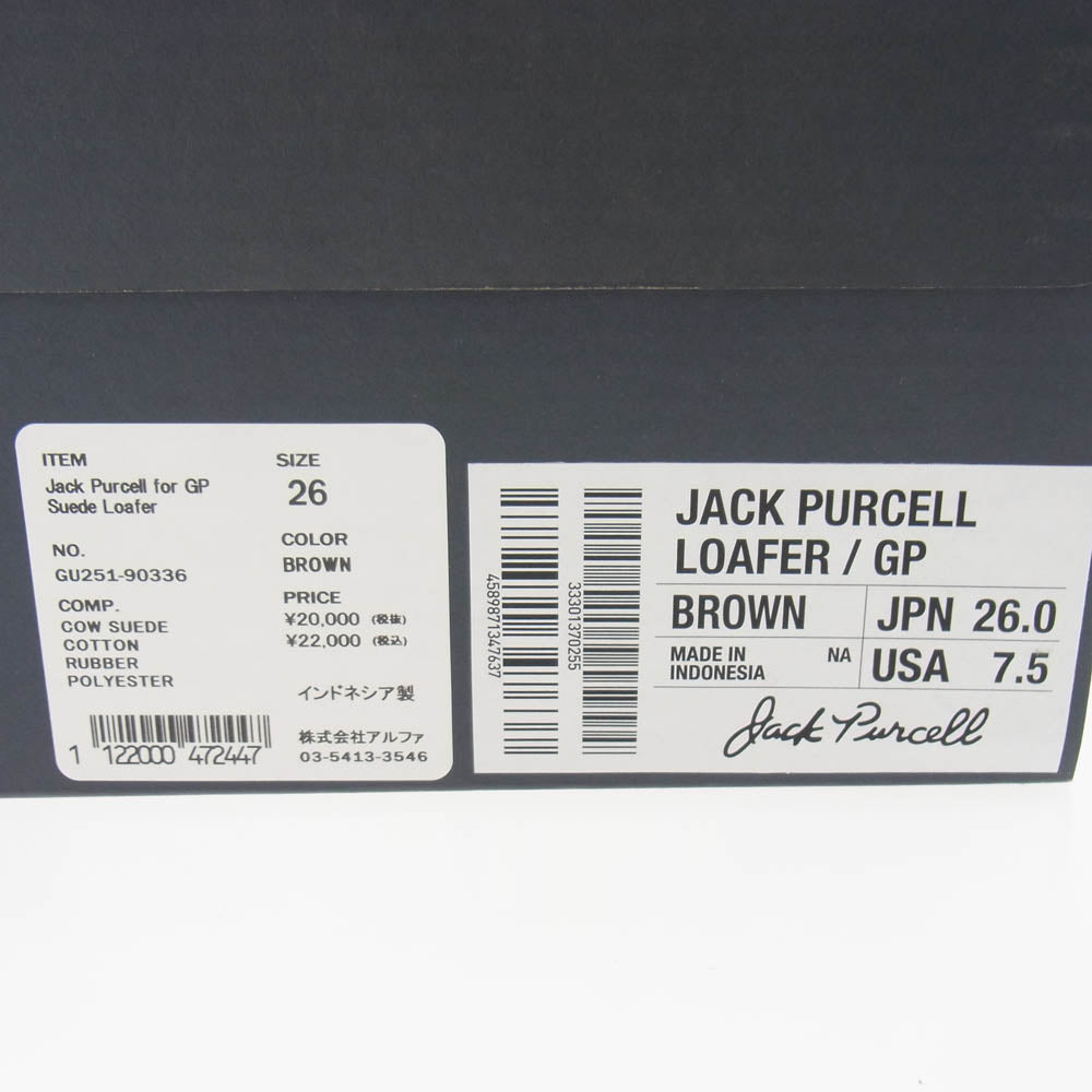 GRAPHPAPER グラフペーパー GU251-90336 JACK PURCELL LOAFER ジャックパーセル スエード ローカットスニーカー ブラウン系 26cm【中古】