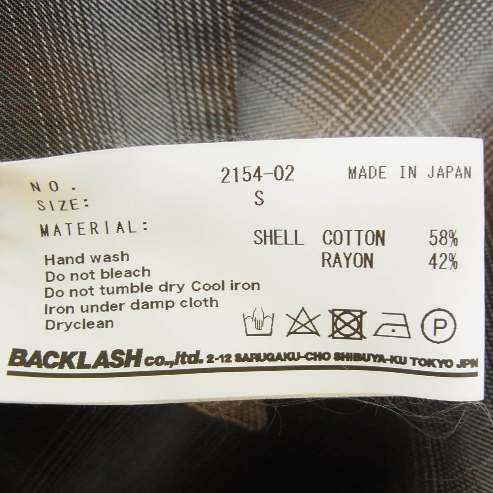 ISAMUKATAYAMA BACKLASH イサムカタヤマバックラッシュ 2154-02 TRUE COLORS WESTERN CHECK SHIRTS DARK BROWN トゥルーカラー ウエスタン チェック 長袖 シャツ ブラウン系 S【新古品】【未使用】【中古】