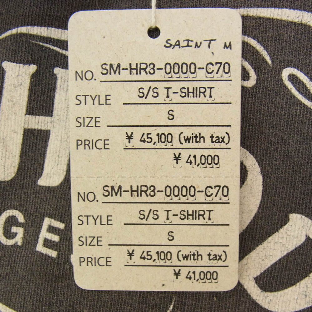 SAINT MICHAEL セントマイケル NEIGHBORHOOD ネイバーフッド 25SS 25119SMN-CSM03S STHD . SS TEE FEARLESS ヴィンテージ加工 プリント 半袖 Tシャツ グレー系 S【極上美品】【中古】