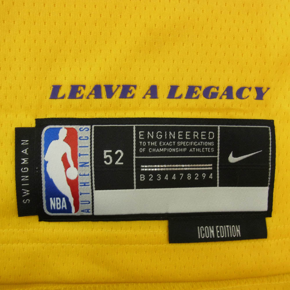 NIKE ナイキ NBA Los Angeles Lakers ロサンゼルス レイカーズ ゲームシャツ タンクトップ イエロー系 XL【極上美品】【中古】
