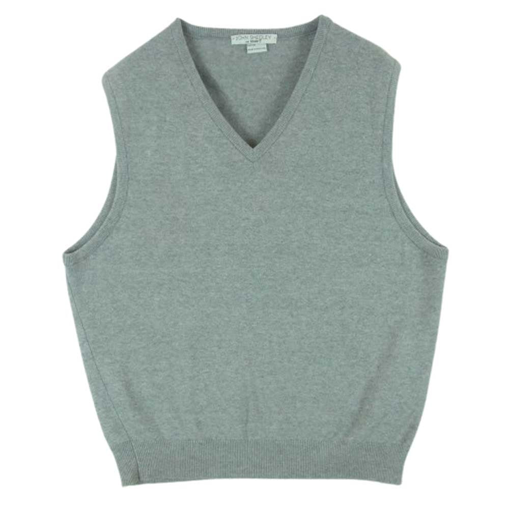 JOHN SMEDLEY ジョンスメドレー 英国製 Vネック ニット ベスト コットン グレー系 S【中古】