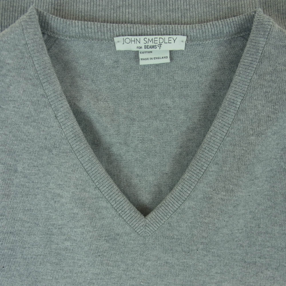 JOHN SMEDLEY ジョンスメドレー 英国製 Vネック ニット ベスト コットン グレー系 S【中古】
