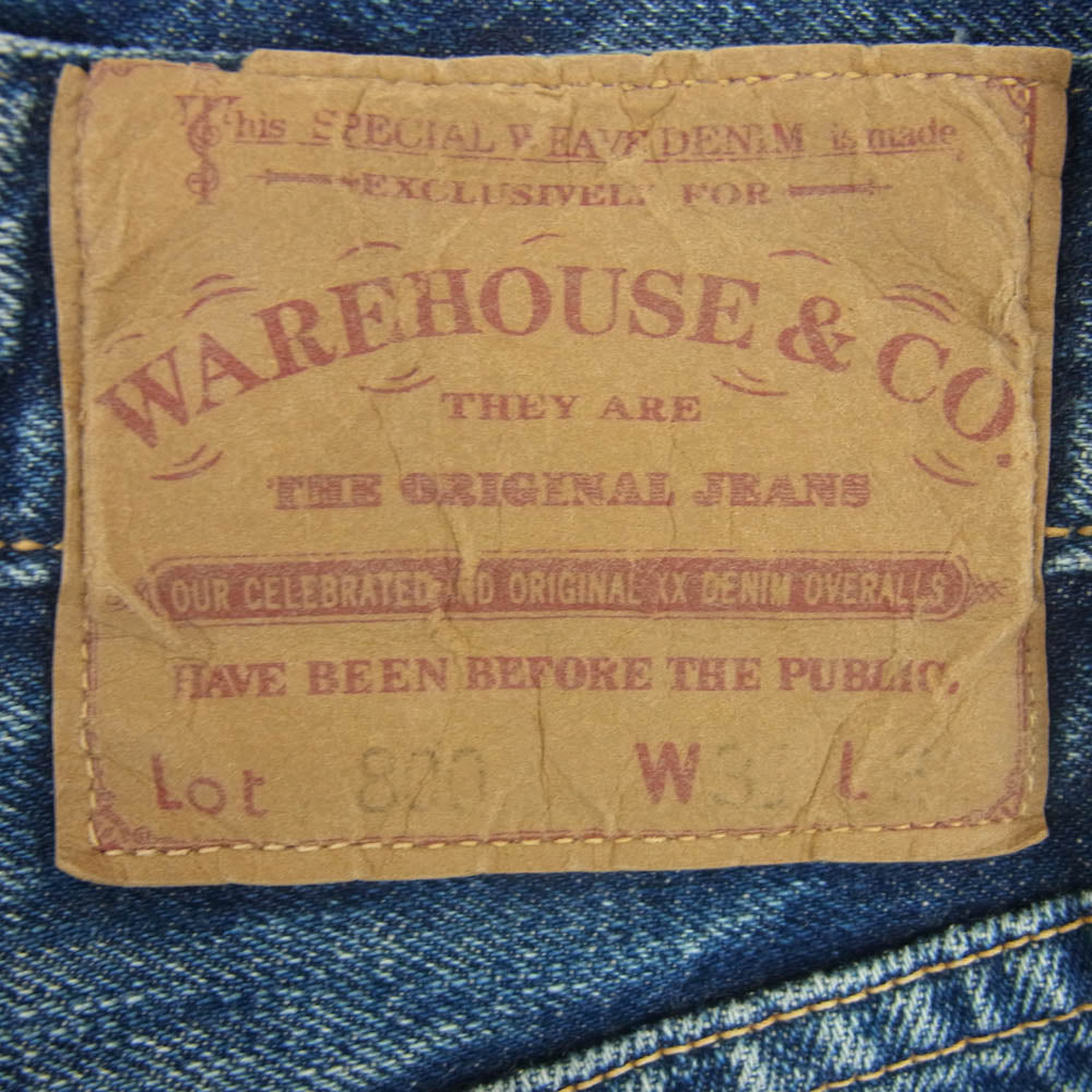 WAREHOUSE ウエアハウス Lot 800 スタンダード ボタンフライ デニム パンツ コットン 日本製 インディゴブルー系 W31【中古】