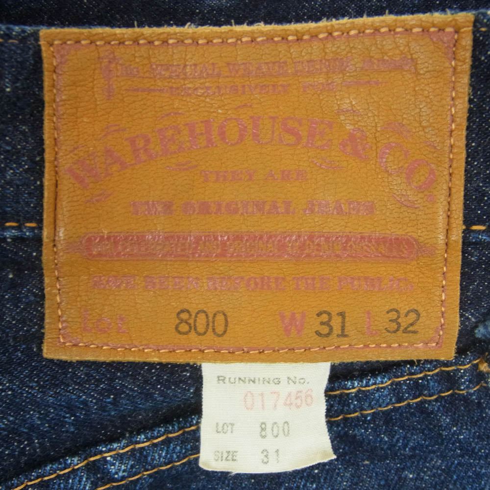WAREHOUSE ウエアハウス Lot 800 STANDARD スタンダード デニム パンツ コットン 日本製 インディゴブルー系 W31 L32【中古】