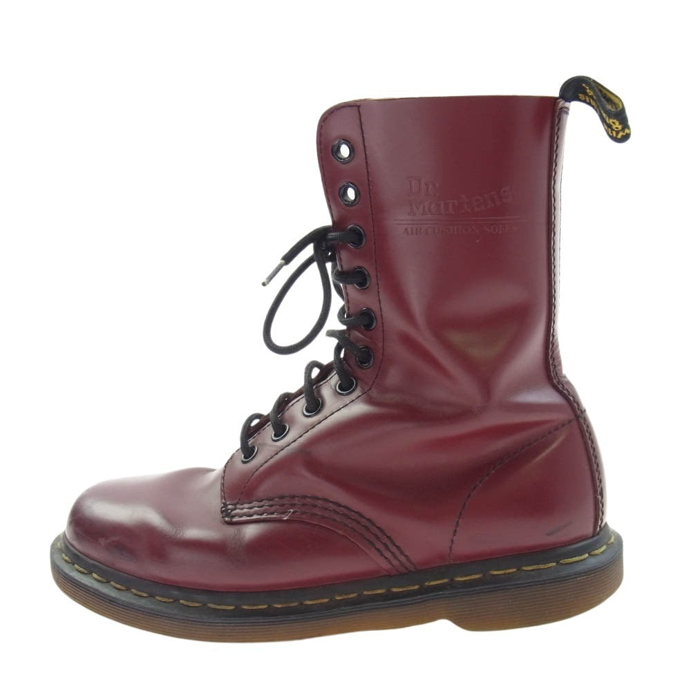 Dr.Martens ドクターマーチン 10 HOLE CHERRY RED 10 ホール ブーツ イエロー ステッチ レッド系 US6【中古】