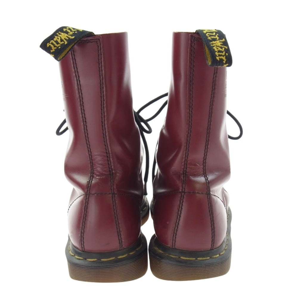 Dr.Martens ドクターマーチン 10 HOLE CHERRY RED 10 ホール ブーツ イエロー ステッチ レッド系 US6【中古】