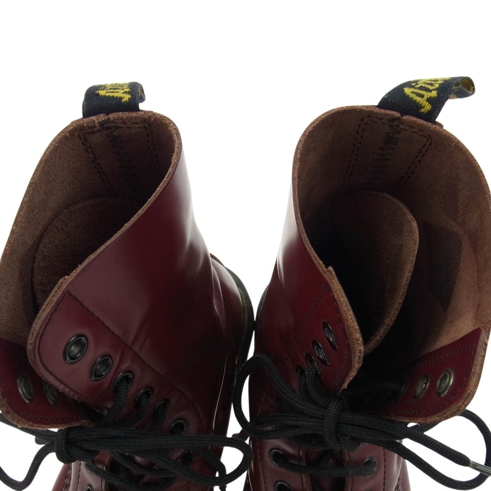 Dr.Martens ドクターマーチン 10 HOLE CHERRY RED 10 ホール ブーツ イエロー ステッチ レッド系 US6【中古】