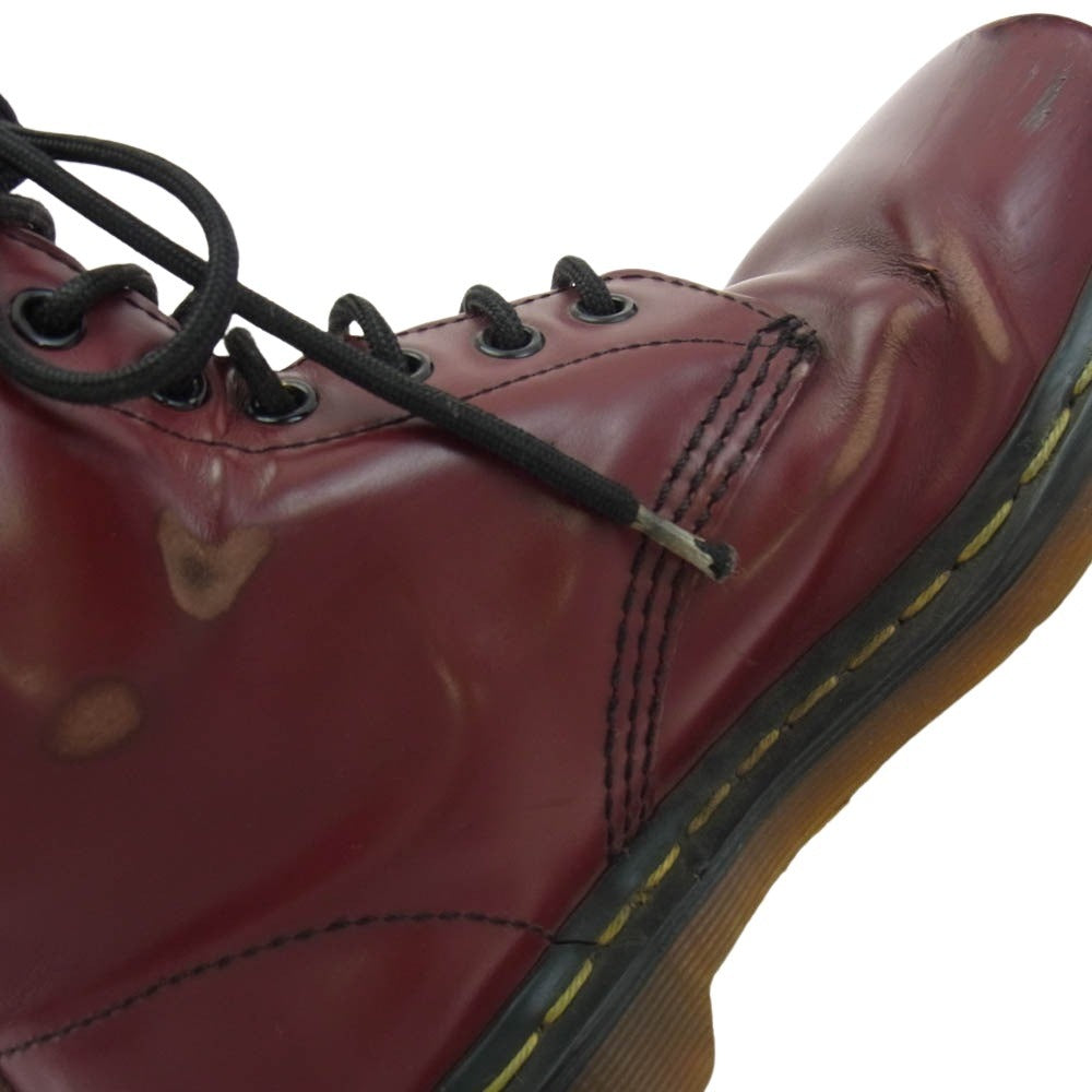 Dr.Martens ドクターマーチン 10 HOLE CHERRY RED 10 ホール ブーツ イエロー ステッチ レッド系 US6【中古】