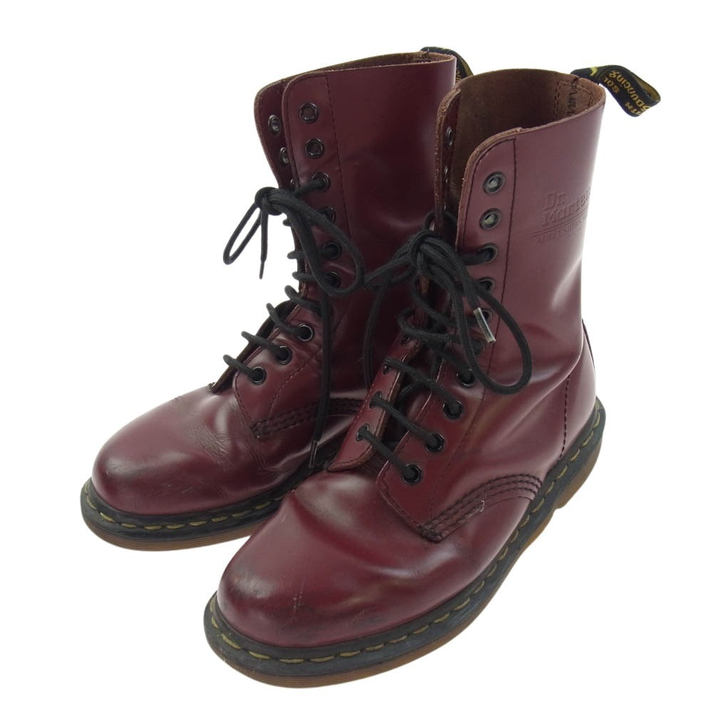 Dr.Martens ドクターマーチン 10 HOLE CHERRY RED 10 ホール ブーツ イエロー ステッチ レッド系 US6【中古】