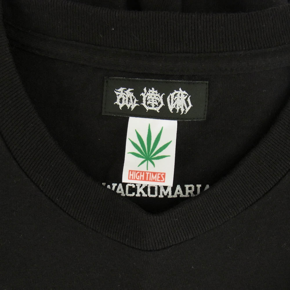 WACKO MARIA ワコマリア 24SS 舐達麻 HIGHTIMES CREW NECK T-SHIRT クルーネック 半袖 Tシャツ ブラック ブラック系 L【中古】