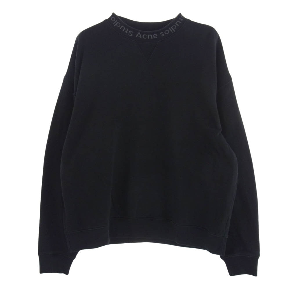 ACNE STUDIOS アクネストゥディオズ Flogho BI0015 ネックロゴ プルオーバー スウェット トレーナー ブラック M ブラック系 M【中古】