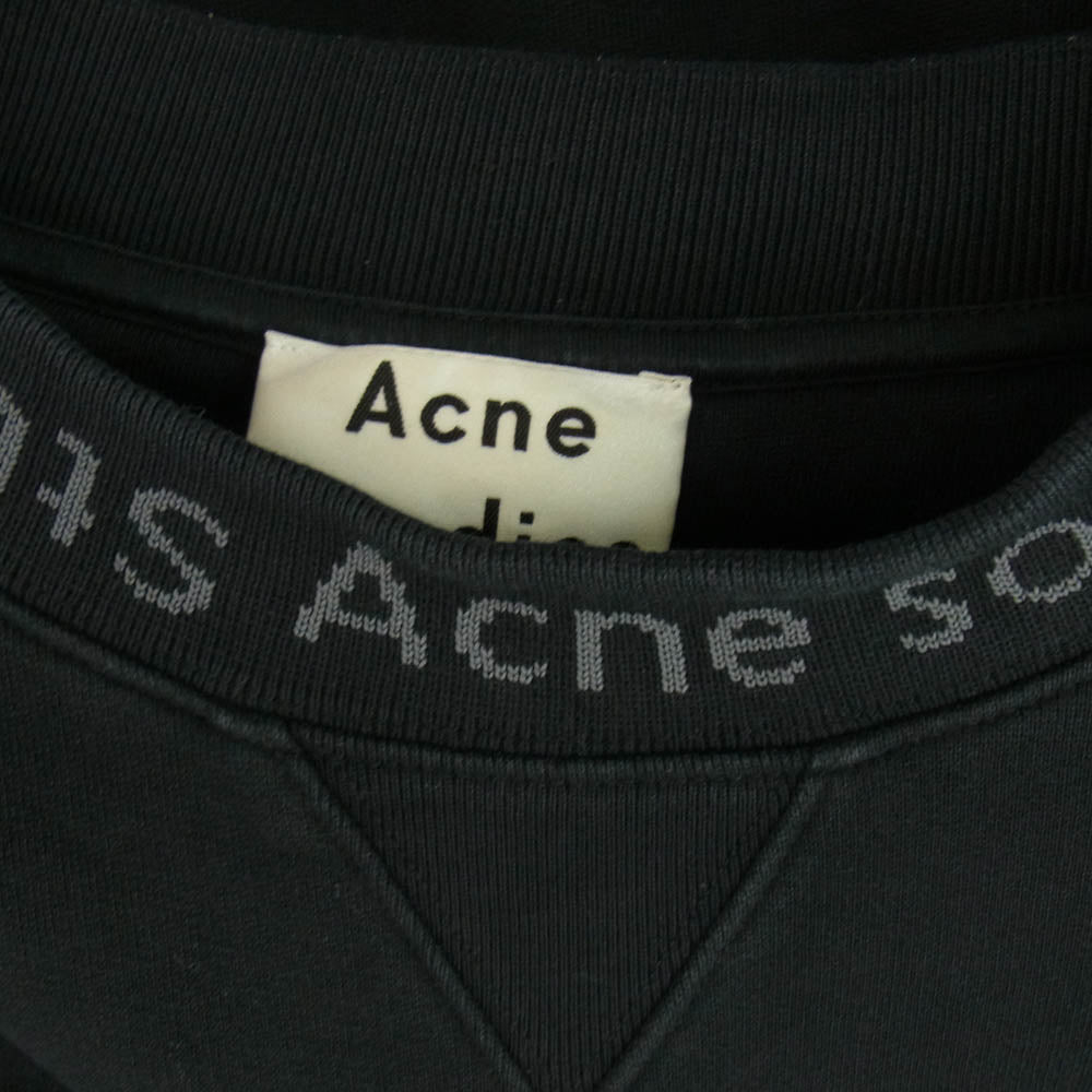 ACNE STUDIOS アクネストゥディオズ Flogho BI0015 ネックロゴ プルオーバー スウェット トレーナー ブラック M ブラック系 M【中古】