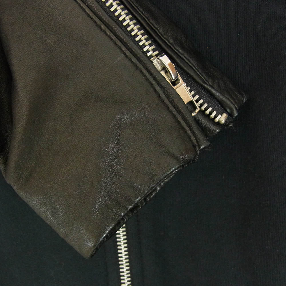 DIESEL ディーゼル 00E8F2 ラムレザー 切替 ジップ パーカー ブラック系 XS【中古】
