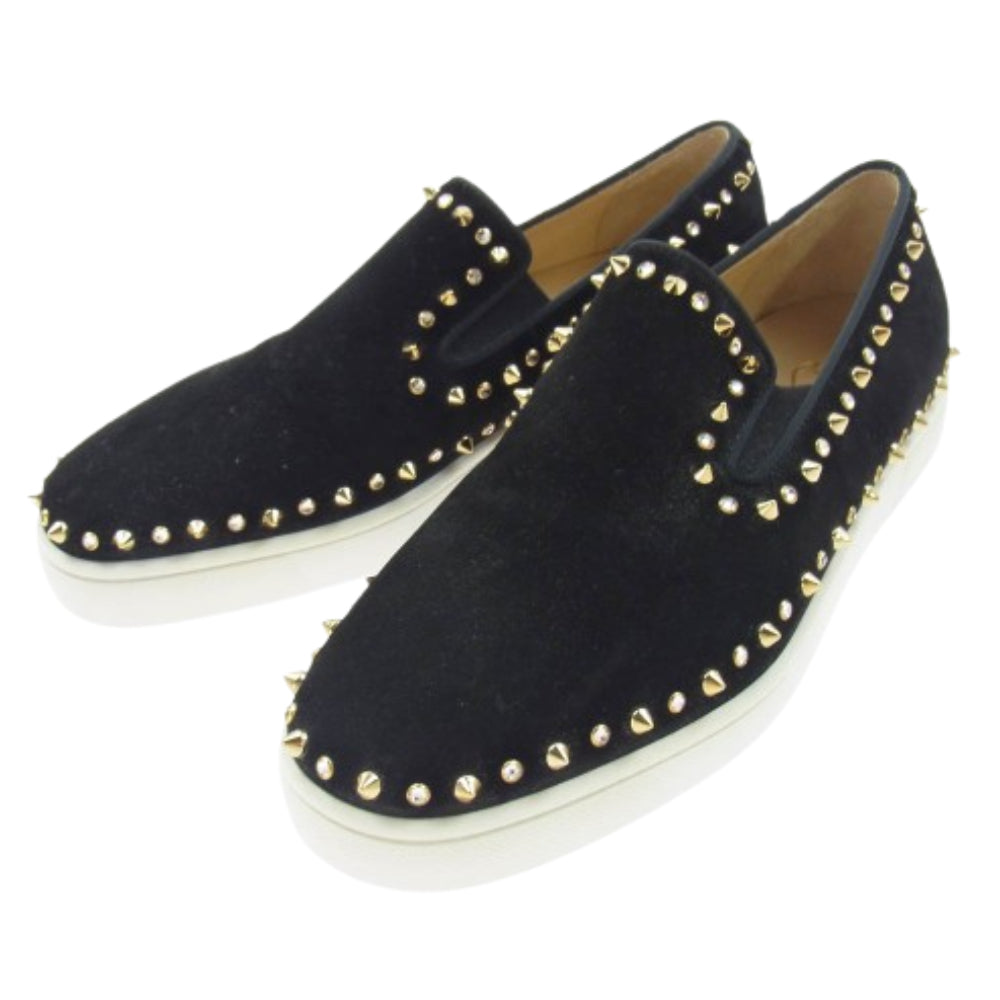 Christian Louboutin クリスチャンルブタン PIK BOAT FLAT スパイクスタッズ スリッポン スニーカー ブラック系 41【美品】【中古】