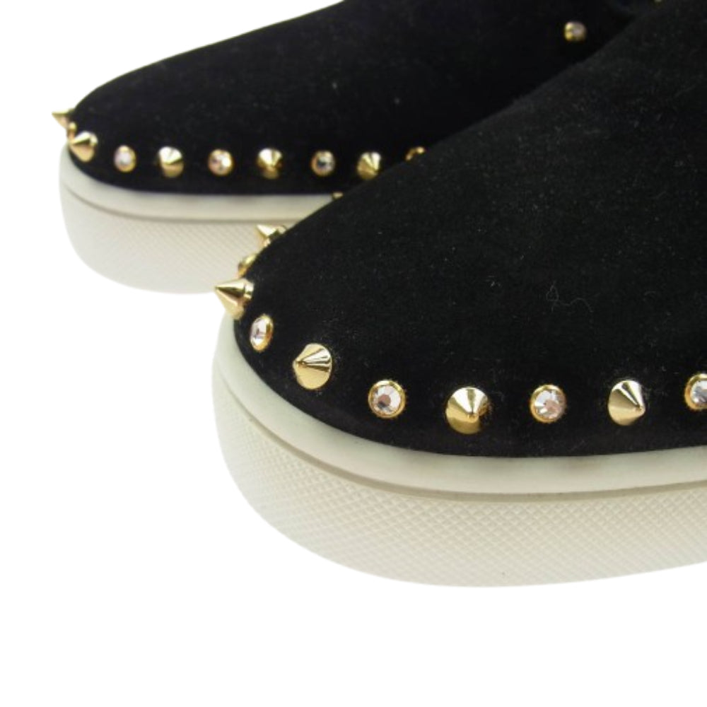 Christian Louboutin クリスチャンルブタン PIK BOAT FLAT スパイクスタッズ スリッポン スニーカー ブラック系 41【美品】【中古】