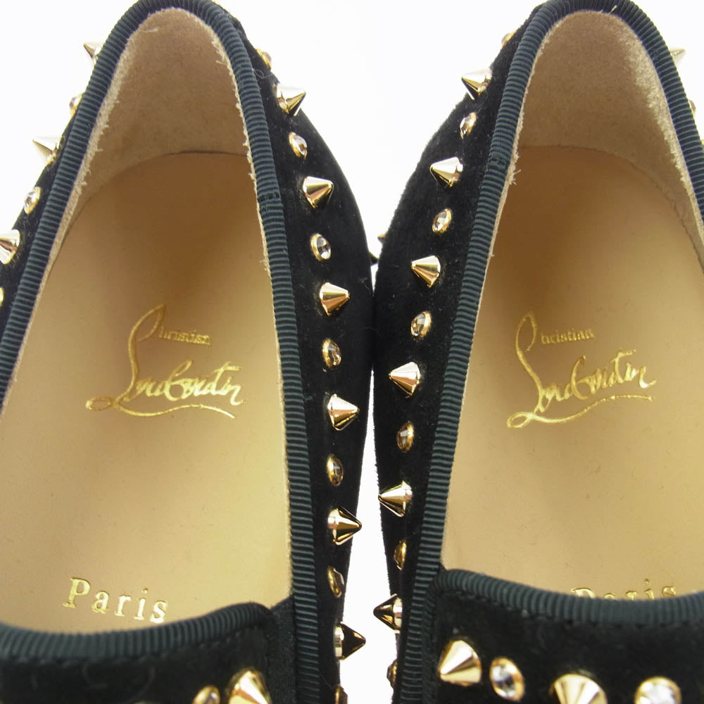 Christian Louboutin クリスチャンルブタン PIK BOAT FLAT スパイクスタッズ スリッポン スニーカー ブラック系 41【美品】【中古】