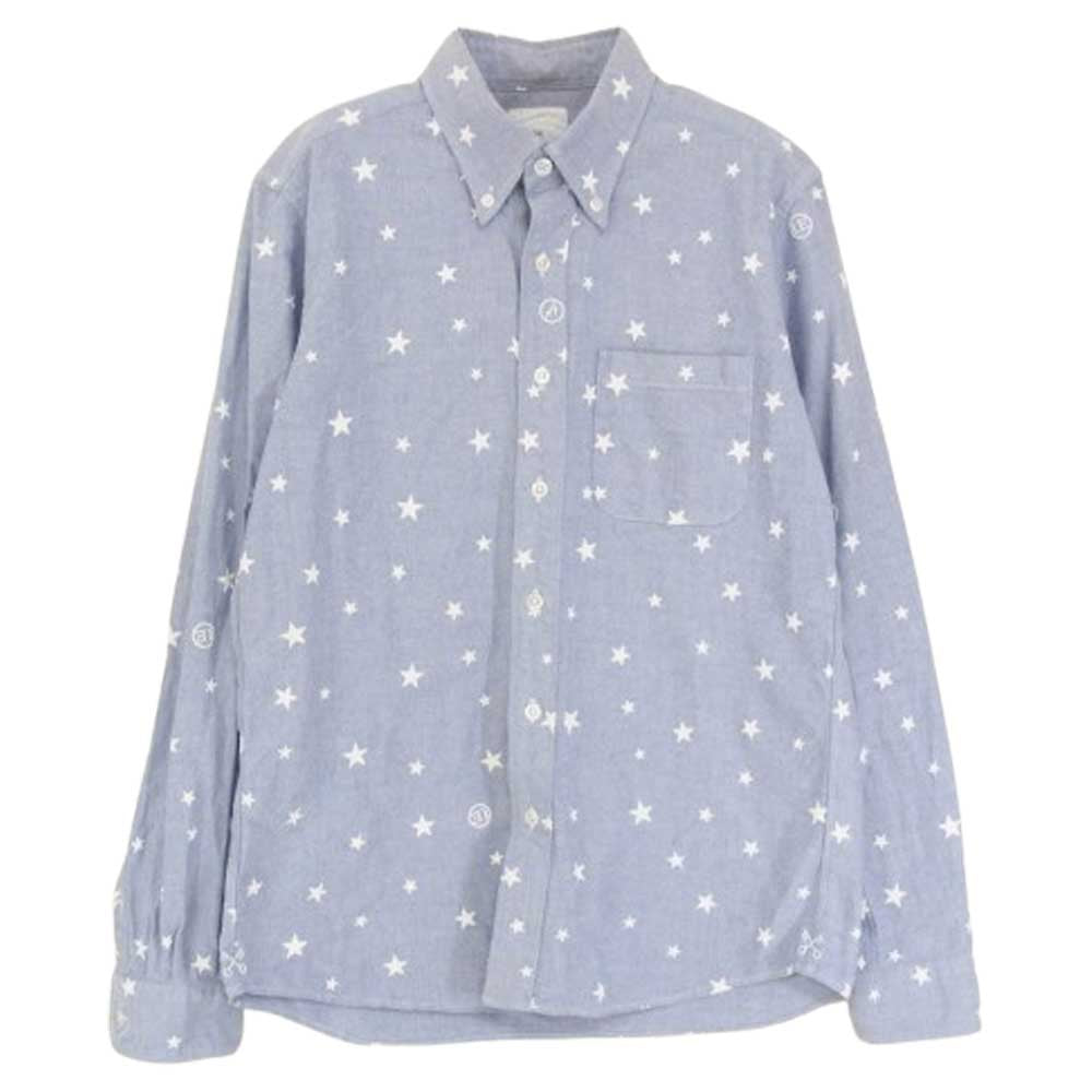 uniform experiment ユニフォームエクスペリメント UE-160070 STAR SHIRT 星柄 ボタンダウン 長袖 シャツ ブルー系 1【中古】