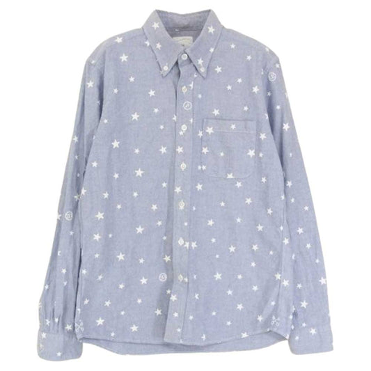 uniform experiment ユニフォームエクスペリメント UE-160070 STAR SHIRT 星柄 ボタンダウン 長袖 シャツ ブルー系 1【中古】
