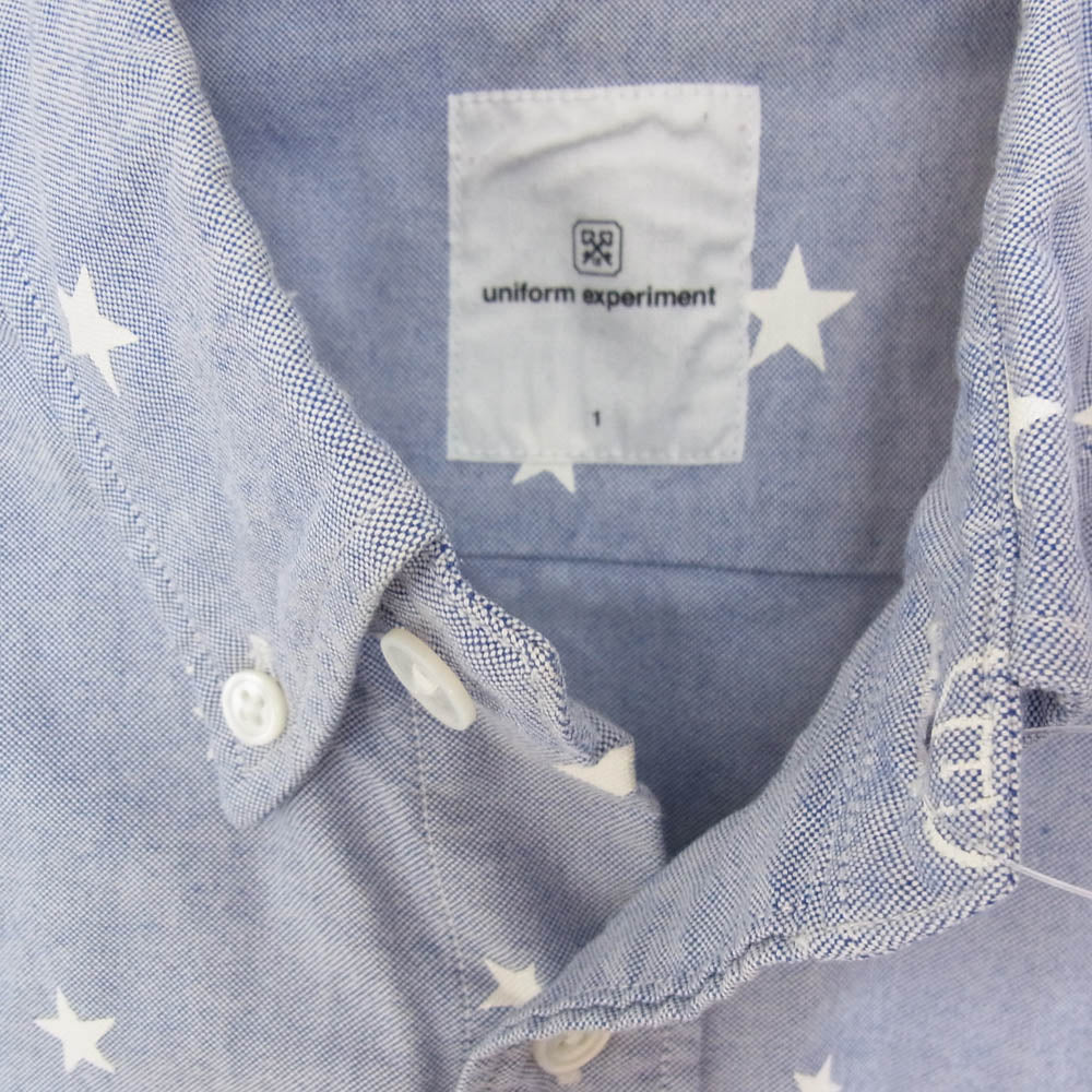 uniform experiment ユニフォームエクスペリメント UE-160070 STAR SHIRT 星柄 ボタンダウン 長袖 シャツ ブルー系 1【中古】