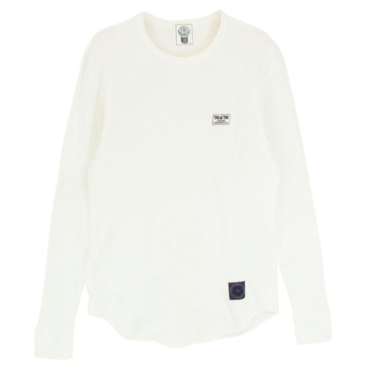 エムアンドエム カスタムパフォーマンス WAFFLE L/S T-SHIRT ロゴプリント ワッフル サーマル 長袖カットソー ホワイト系 M【中古】