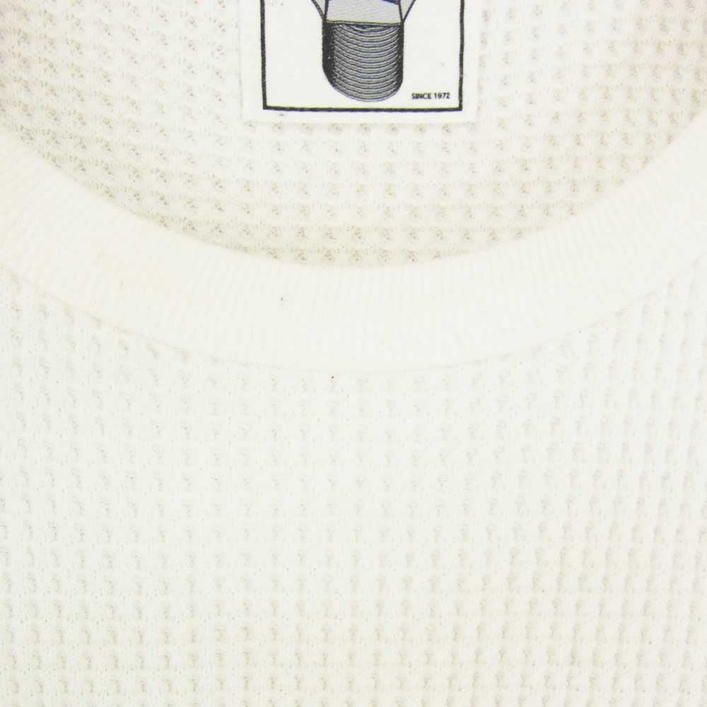 エムアンドエム カスタムパフォーマンス WAFFLE L/S T-SHIRT ロゴプリント ワッフル サーマル 長袖カットソー ホワイト系 M【中古】