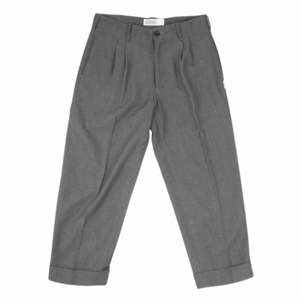 SEQUEL シークエル TYPE-T 2タック ポリエステル ウール スラックス パンツ グレー系 S【中古】