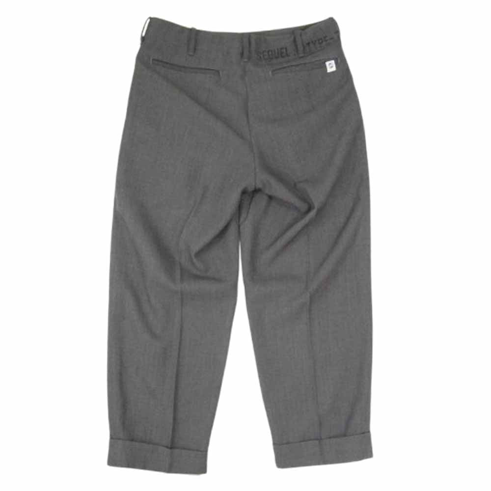 SEQUEL シークエル TYPE-T 2タック ポリエステル ウール スラックス パンツ グレー系 S【中古】