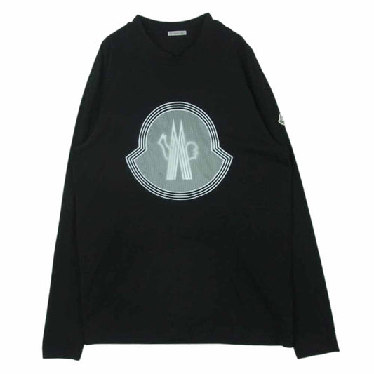MONCLER モンクレール H10918D00005 T-SHIRT MANICA LUNGA ロゴプリント 長袖 Tシャツ ロンT トルコ製 ブラック系 L【中古】