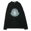 MONCLER モンクレール H10918D00005 T-SHIRT MANICA LUNGA ロゴプリント 長袖 Tシャツ ロンT トルコ製 ブラック系 L【中古】