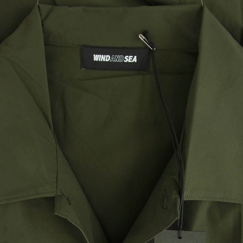 WIND AND SEA ウィンダンシー WDS-SH-08 MILITARY SHIRT バックロゴ刺繍 ミリタリー 半袖 シャツ カーキ系 XL【中古】