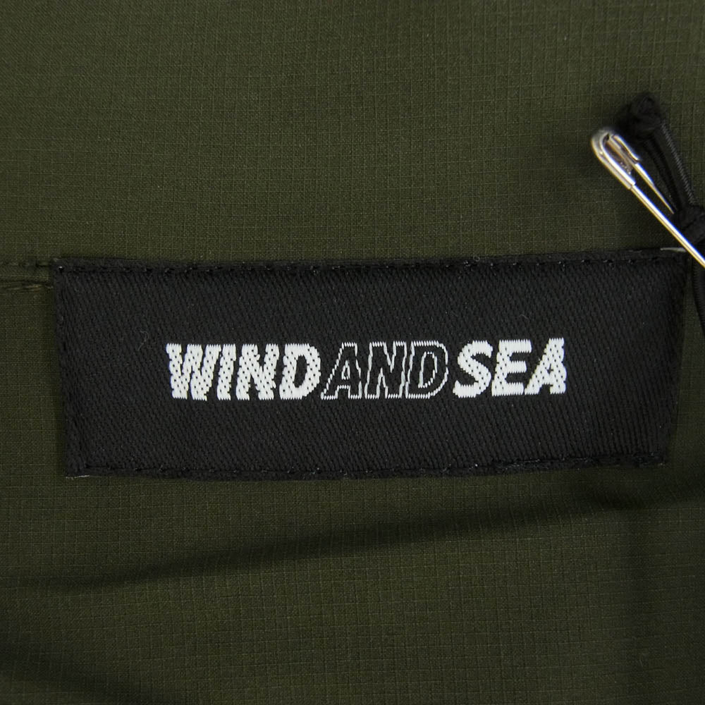 WIND AND SEA ウィンダンシー WDS-SH-08 MILITARY SHIRT バックロゴ刺繍 ミリタリー 半袖 シャツ カーキ系 XL【中古】