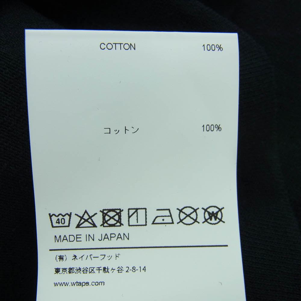 WTAPS ダブルタップス 22SS 221ATDT-SCM06 ALL 01/LS/COTTON コットン 長袖 Tシャツ ロンT ブラック系 3【極上美品】【中古】