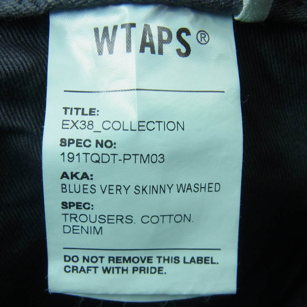 WTAPS ダブルタップス 19SS 191TQDT-PTM03 BLUES VERY SKINNY WASHED TROUSERS COTTON DENIM ブルース ベリー スキニー トラウザーズ コットン デニム パンツ グレー系 01【美品】【中古】