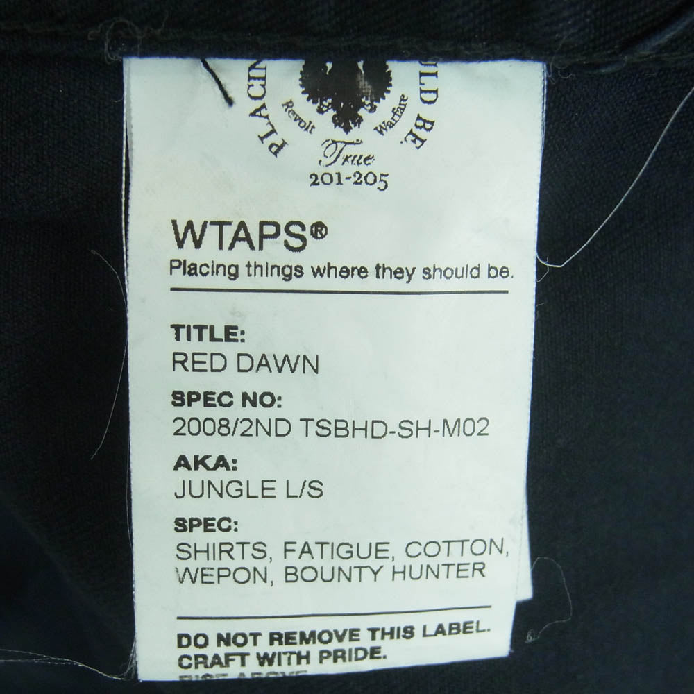 WTAPS ダブルタップス 08AW TSBHD-SH-M02 13周年記念 BOUNTY HUNTER JUNGLE LS ジャングル ジャケット ブラック系 サイズ表記なし【中古】