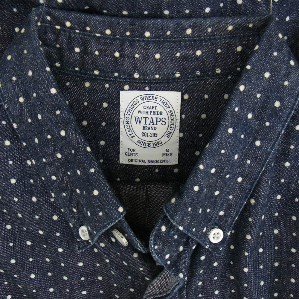 WTAPS ダブルタップス 14AW 142LTDT-SHM01 ERNEST L/S 01 SHIRTS ドット柄 デニム シャツ インディゴブルー系 M【中古】