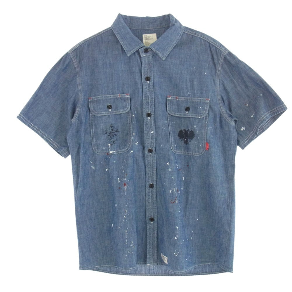 WTAPS ダブルタップス GWDT-SH-M04 Extreme Prejudice CELL S/S 1ST シャンブレーワーク 半袖 シャツ インディゴブルー系【中古】