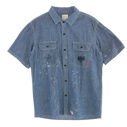 WTAPS ダブルタップス GWDT-SH-M04 Extreme Prejudice CELL S/S 1ST シャンブレーワーク 半袖 シャツ インディゴブルー系【中古】
