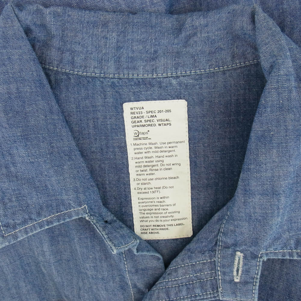 WTAPS ダブルタップス GWDT-SH-M04 Extreme Prejudice CELL S/S 1ST シャンブレーワーク 半袖 シャツ インディゴブルー系【中古】