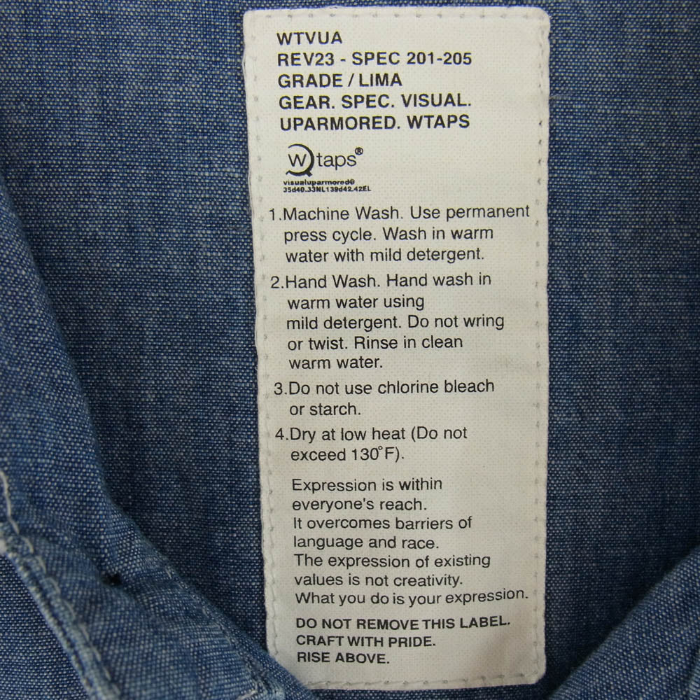 WTAPS ダブルタップス GWDT-SH-M04 Extreme Prejudice CELL S/S 1ST シャンブレーワーク 半袖 シャツ インディゴブルー系【中古】