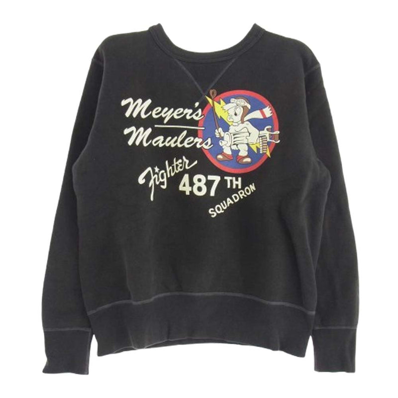 Buzz Rickson's バズリクソンズ Vガゼット 前V フロント プリント クルーネック スウェット ダークグレー系 M【中古】