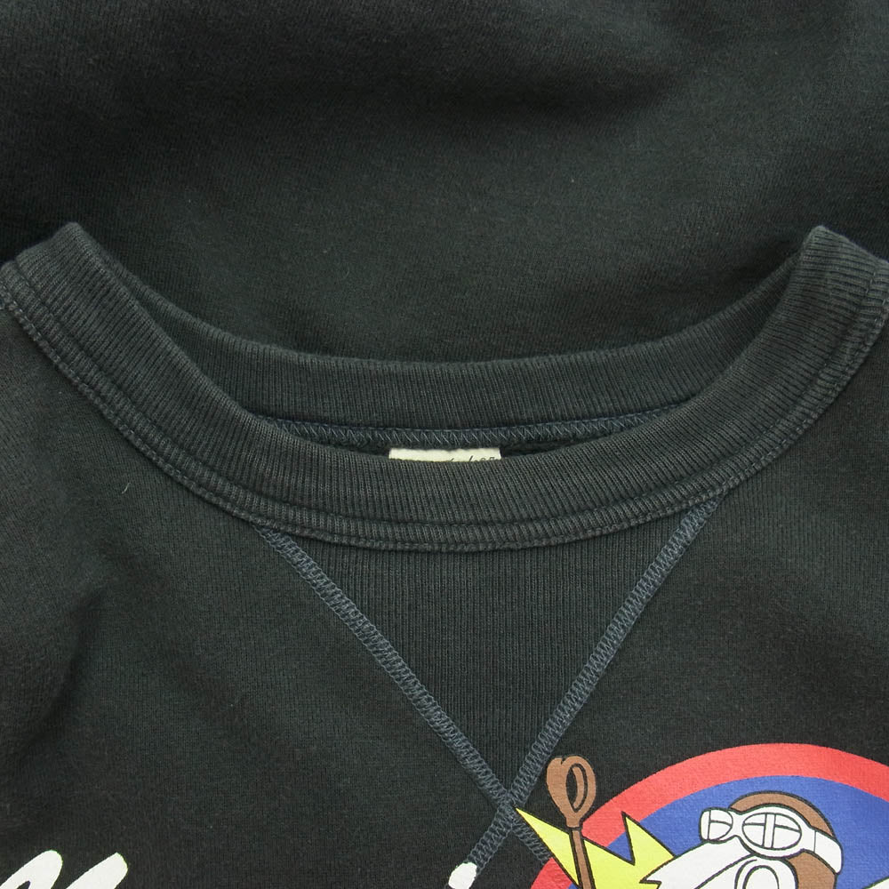 Buzz Rickson's バズリクソンズ Vガゼット 前V フロント プリント クルーネック スウェット ダークグレー系 M【中古】