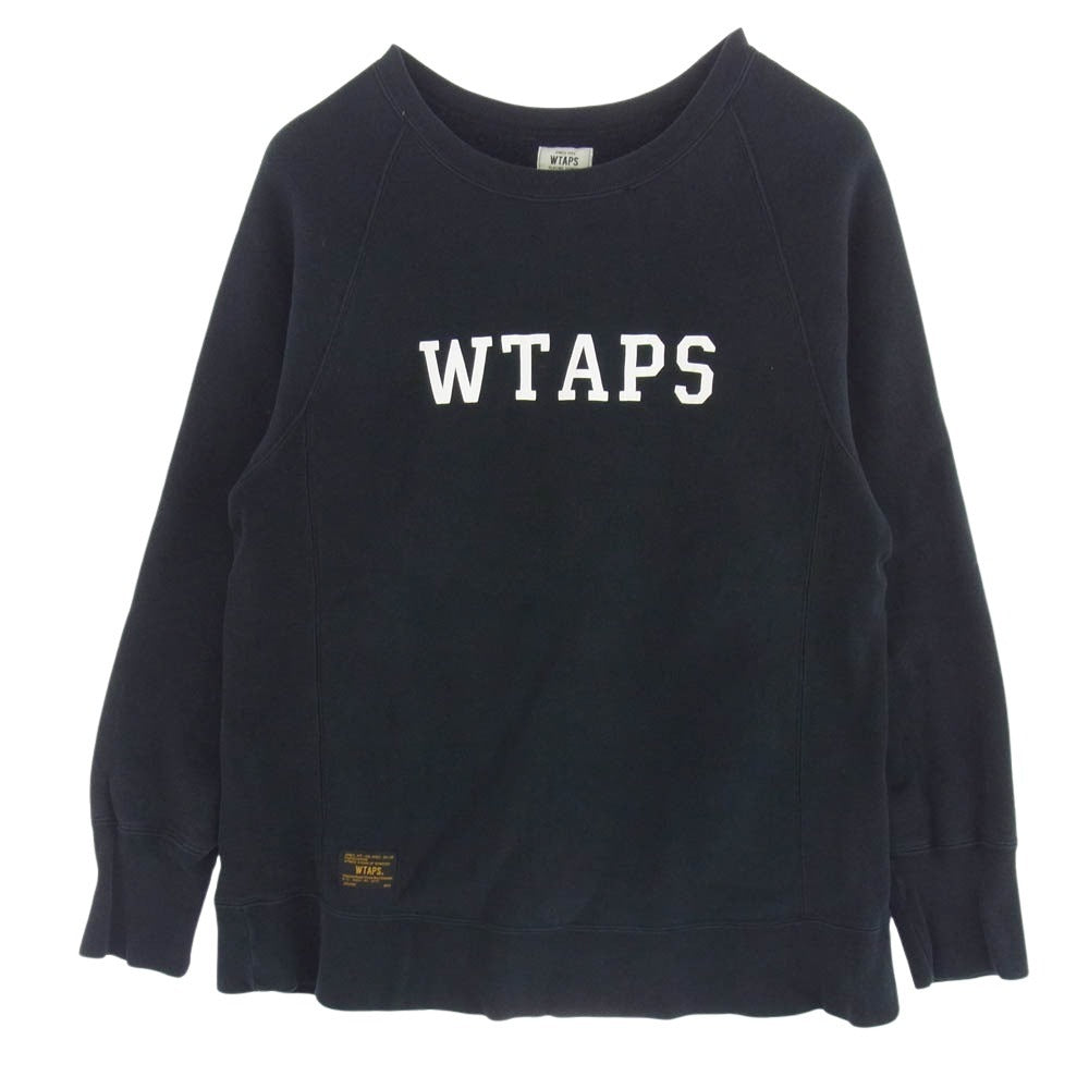 WTAPS ダブルタップス 16AW 162ATDT-CSM06 DESIGN CREW NECK ロゴプリント クルーネックスウェットトレーナー ブラック系 M【中古】