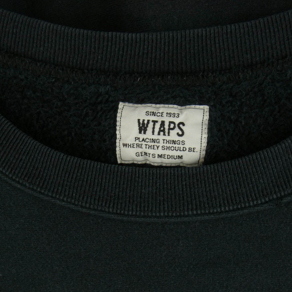 WTAPS ダブルタップス 16AW 162ATDT-CSM06 DESIGN CREW NECK ロゴプリント クルーネックスウェットトレーナー ブラック系 M【中古】