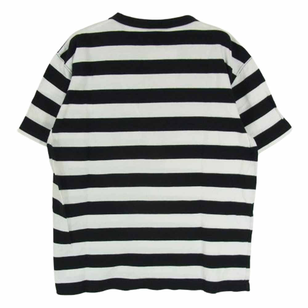 BOUNTY HUNTER バウンティーハンター ボーダー スカル刺繍 胸ポケット 半袖 Tシャツ ブラック系 M【中古】