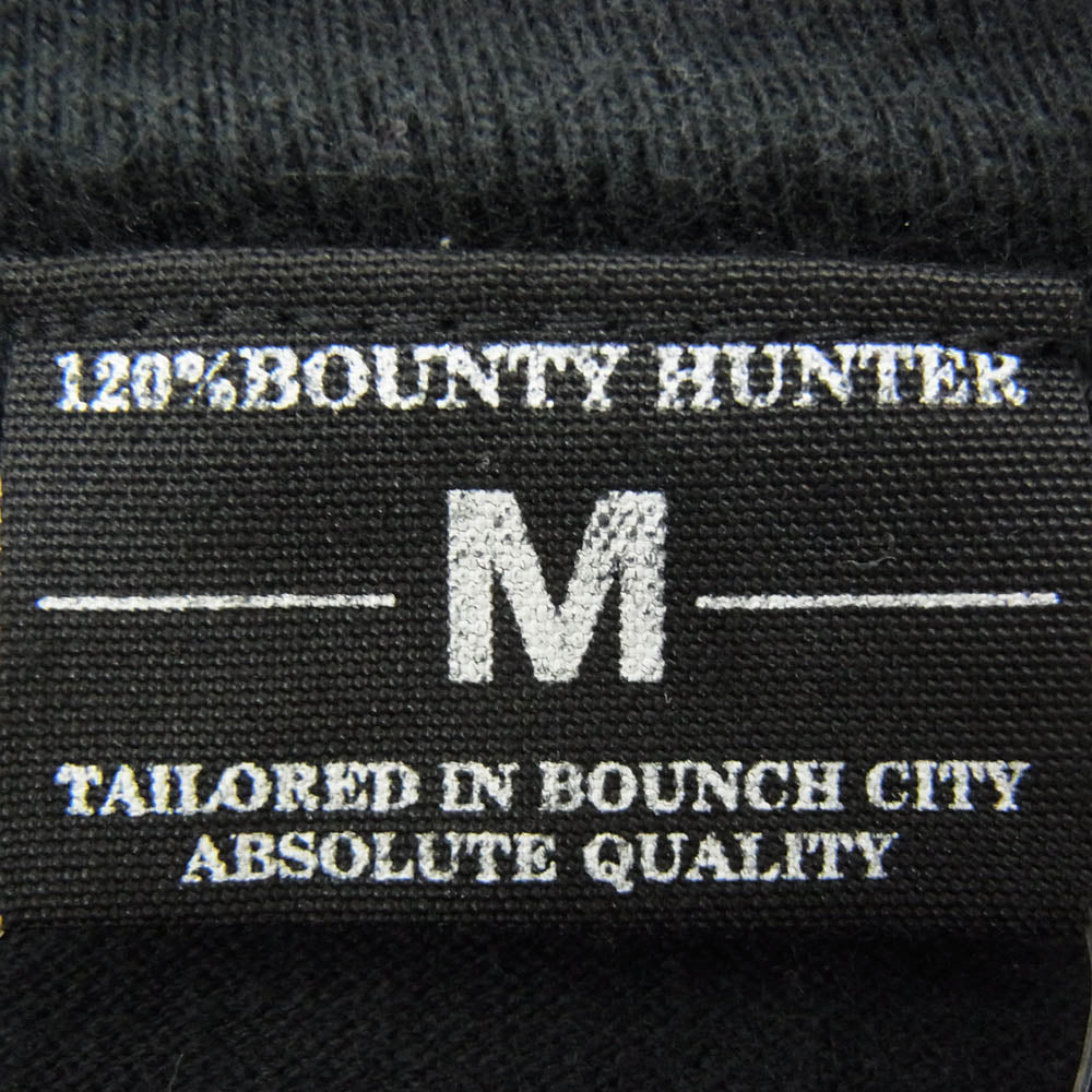 BOUNTY HUNTER バウンティーハンター ボーダー スカル刺繍 胸ポケット 半袖 Tシャツ ブラック系 M【中古】