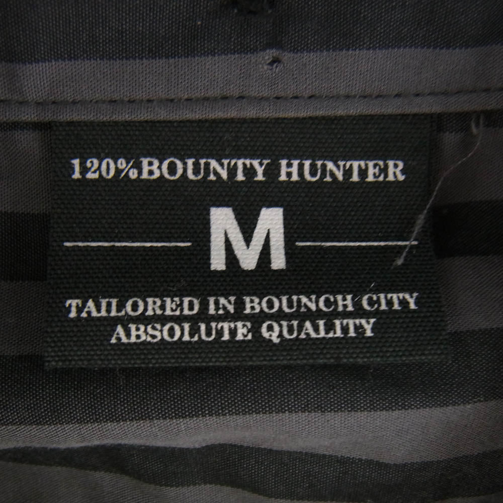 BOUNTY HUNTER バウンティーハンター ストライプ ロゴ刺繍 ポケット付き 半袖 シャツ グレー系 M【中古】