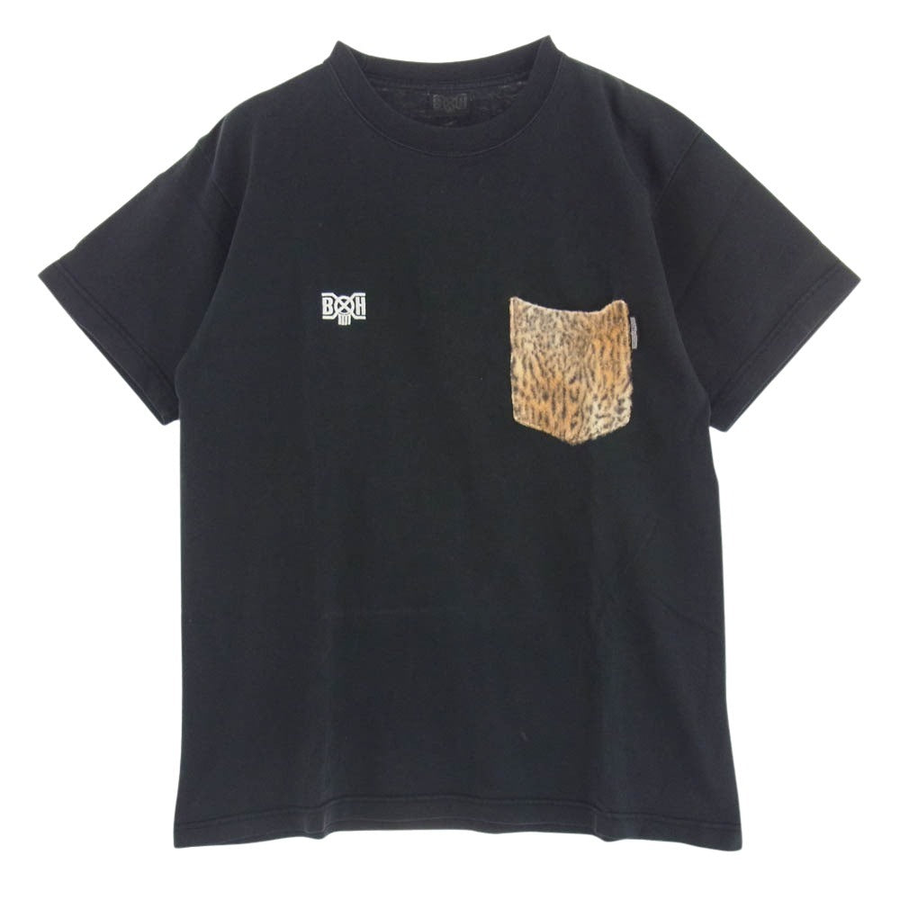 BOUNTY HUNTER バウンティーハンター レオパード ポケット ロゴ刺繍 半袖 Tシャツ ブラック系【中古】